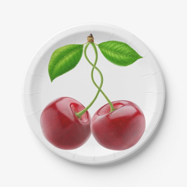 Two cherries paper plates (Front)