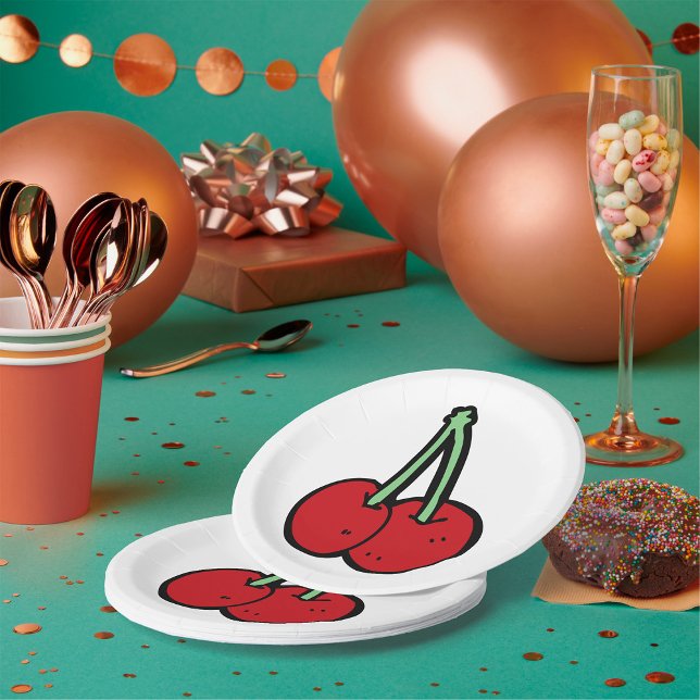 Two Cherries Paper Plates (Creator Uploaded)