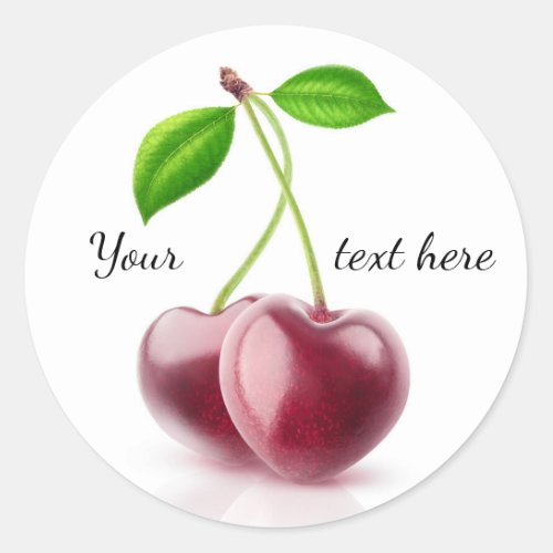Two cherry hearts classic round sticker