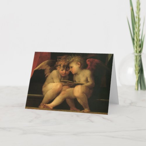 Two Cherubs Reading by Rosso Fiorentino Angels Card