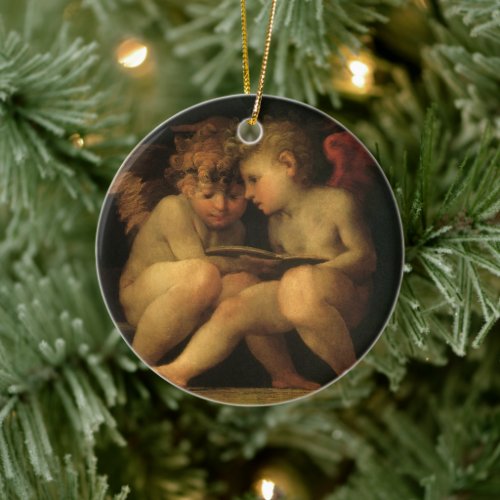 Two Cherubs Reading by Rosso Fiorentino Angels Ceramic Ornament