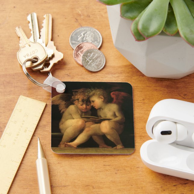 Two Cherubs Reading by Rosso Fiorentino, Angels Keychain (Desk)