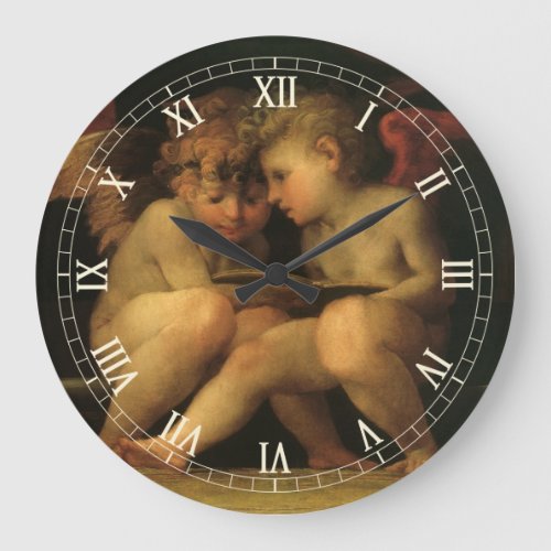 Two Cherubs Reading by Rosso Fiorentino Angels Large Clock