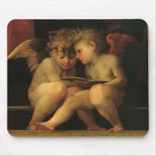 Two Cherubs Reading by Rosso Fiorentino Angels Mouse Pad