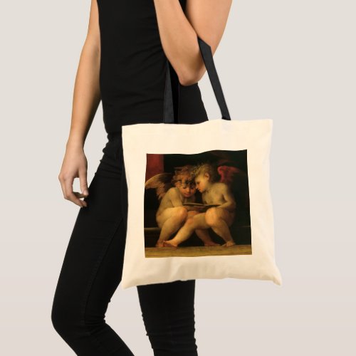 Two Cherubs Reading by Rosso Fiorentino Angels Tote Bag