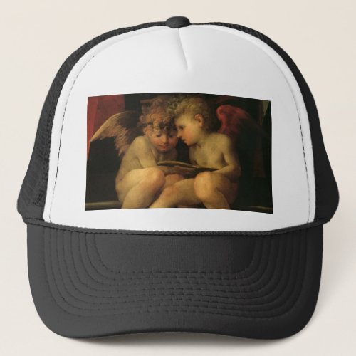 Two Cherubs Reading by Rosso Fiorentino Angels Trucker Hat