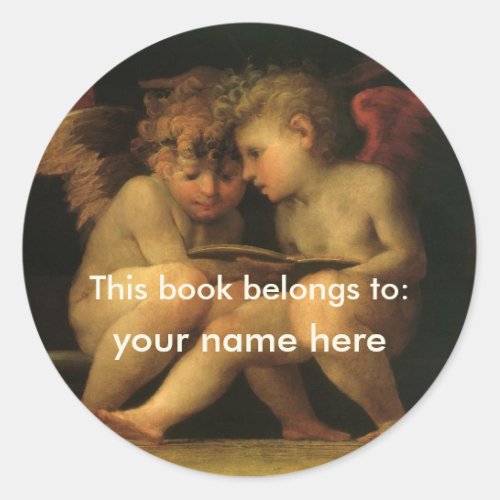 Two Cherubs Reading by Rosso Fiorentino Bookplate