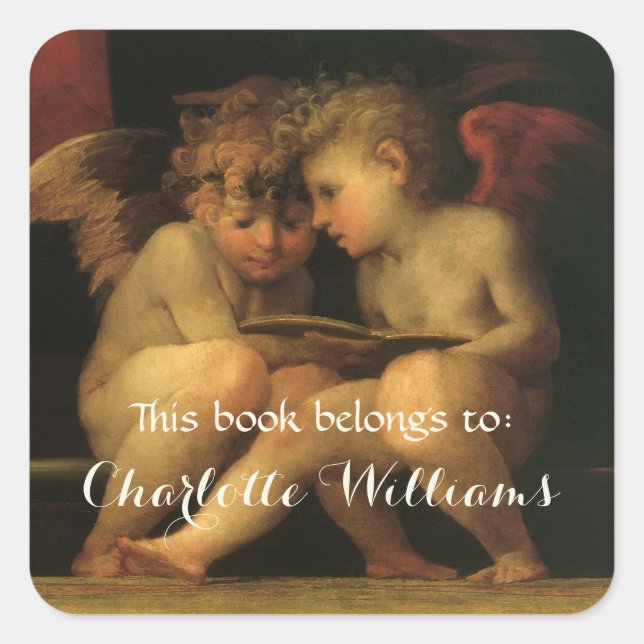 Two Cherubs Reading by Rosso Fiorentino Bookplate (Front)
