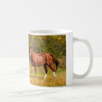 Two Chestnut Horses In Fall Coffee Mug by PattiJAdkins at Zazzle