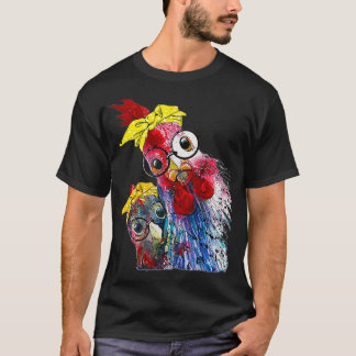 two Chicken with bandana headband and glasses cute T-Shirt