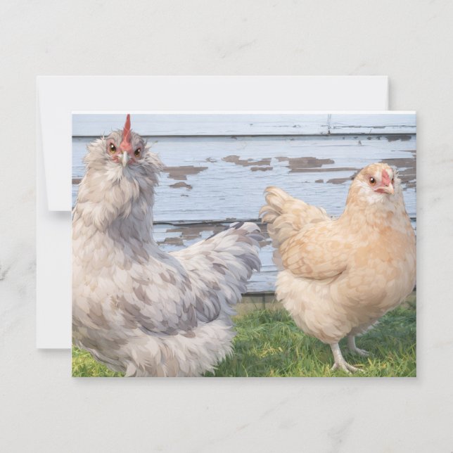 Two Chickens Cute Farm Note Cards (Front)