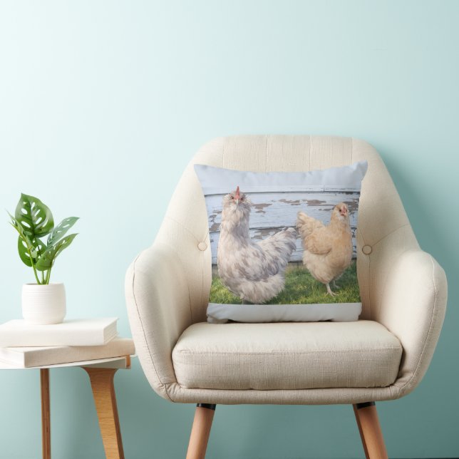 Two Chickens Farmhouse Kitchen Country Pillow (Chair)
