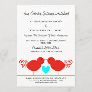 Two Chicks Getting Hitched Lesbian Wedding Invitation