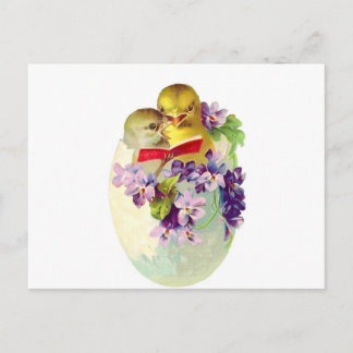 Two Chicks in Egg Shell Sing From Songbook Postcard