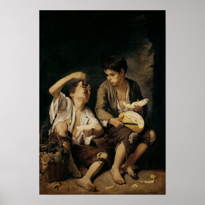 Two Children Eating a Melon and Grapes, 1645 46 Poster