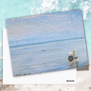 Two children paddling at Skagen Beach, PS Kroyer Postcard