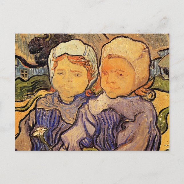 Two Children, Van Gogh, Vintage Impressionism Art Postcard (Front)
