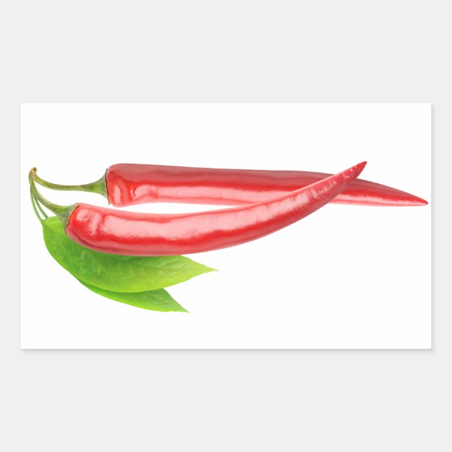 Two chillies with leaf rectangular sticker (Front)