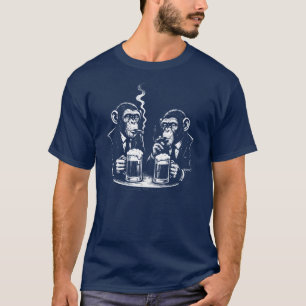 two chimps are smoking and drinking beer T-Shirt