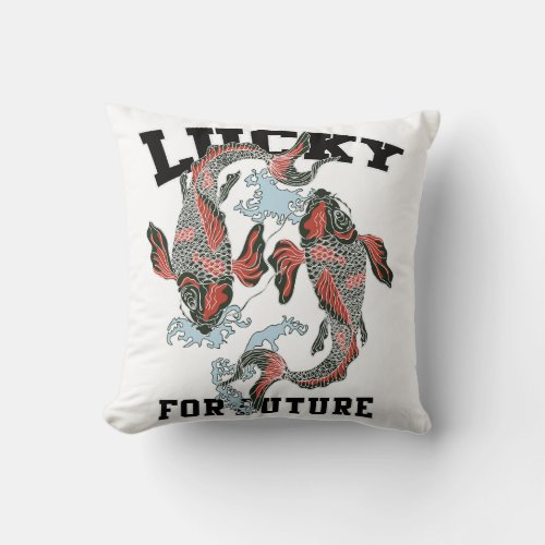 Two Chinese fishes graphic  Throw Pillow