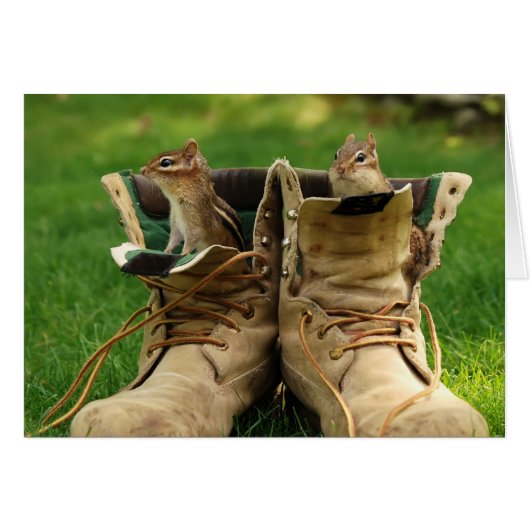 two chipmunks in work boots cards (Front Horizontal)