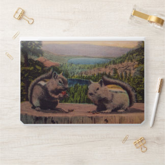Two Chipmunks on Tree Stump in Mountains Lake HP Laptop Skin