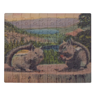 Two Chipmunks Sitting on Stump Nuts Mountains Jigsaw Puzzle