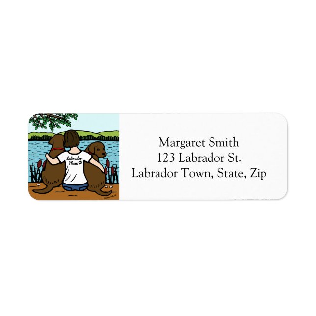 Two Chocolate Labradors and Mom Label (Front)