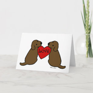 Two Chocolate Labradors Cartoon Thank You