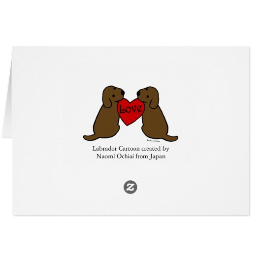 Two Chocolate Labradors with Love Cartoon Tartan (Back Horizontal)