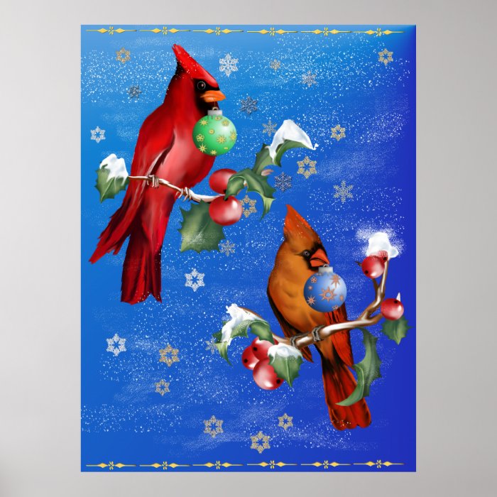 Two Christmas Birds Poster