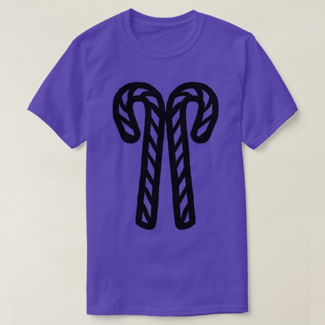 Two Christmas Candy Canes Outline T-Shirt (Design Front)