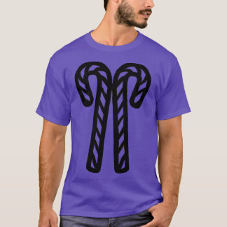 Two Christmas Candy Canes Outline T-Shirt