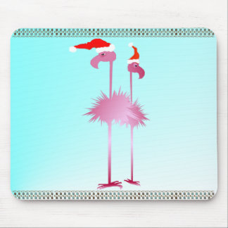 Two Christmas Flamingos Mouse Pad