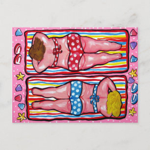 Two Chubby Divas Sunbathing Post Card