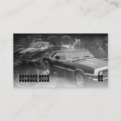 two classic muscle cars business card