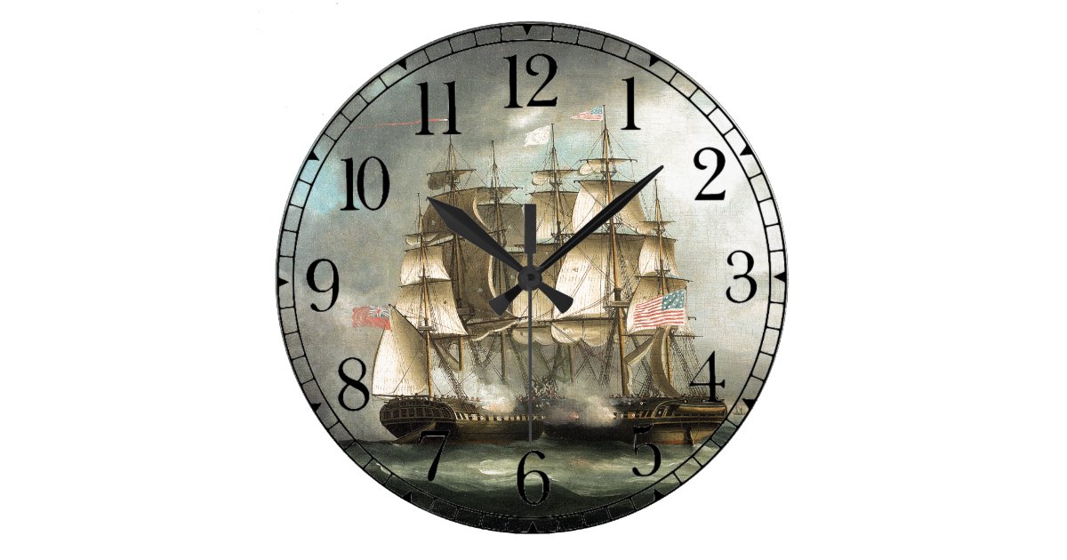 Two Clipper Ships War Battle Ocean Wall Clock Zazzle Com