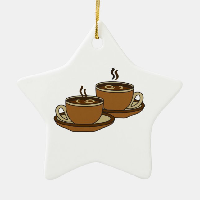TWO COFFEE CUPS CERAMIC ORNAMENT (Front)