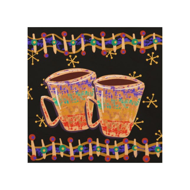 Two Coffees Please Whimsical Folk Art (Front)