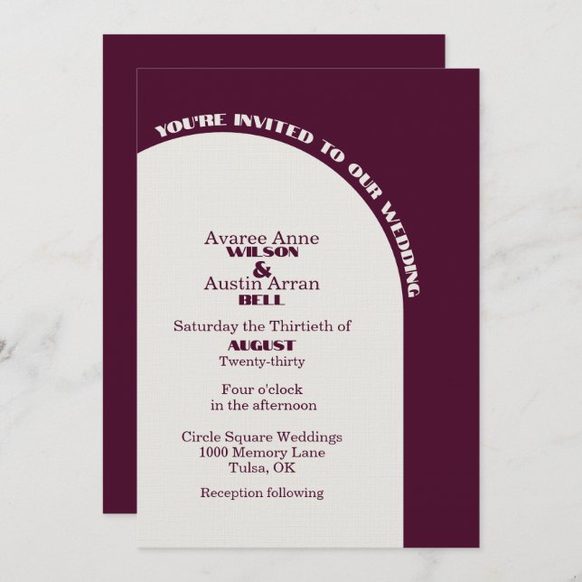 Two Color Cloud Dancer White and Burgundy Arch  (Front/Back)