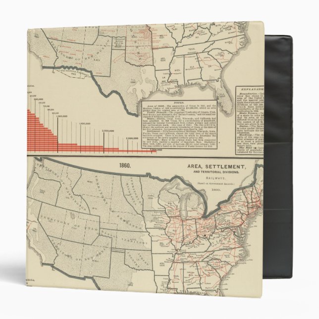 Two color lithographed maps of United States Binder (Front/Inside)
