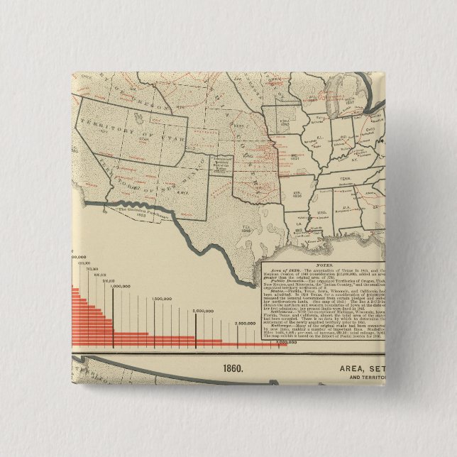Two color lithographed maps of United States Button (Front)