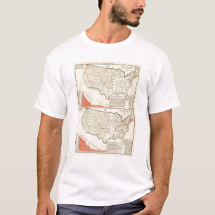 Two color lithographed maps of United States T-Shirt