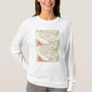 Two color lithographed maps of United States T-Shirt