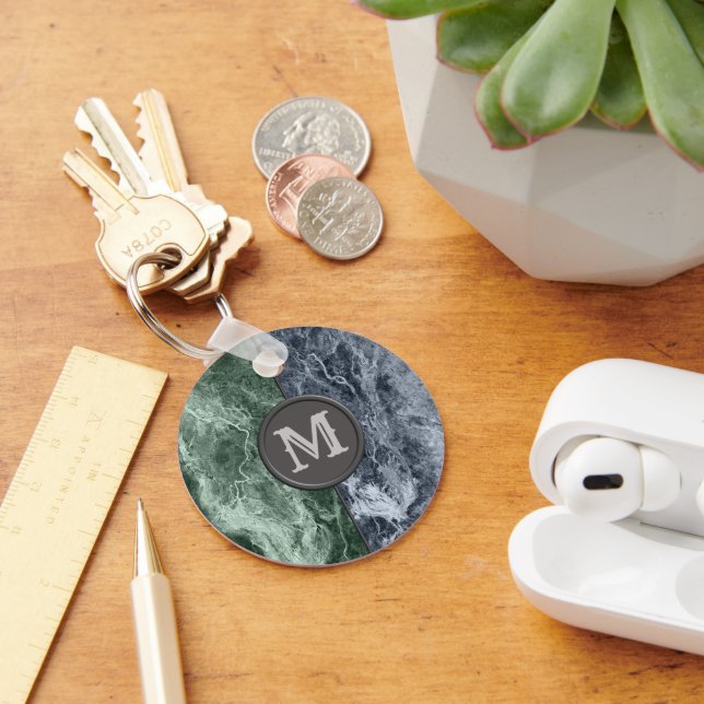 Two color marble monogram - Pick your colors Keychain (Desk)