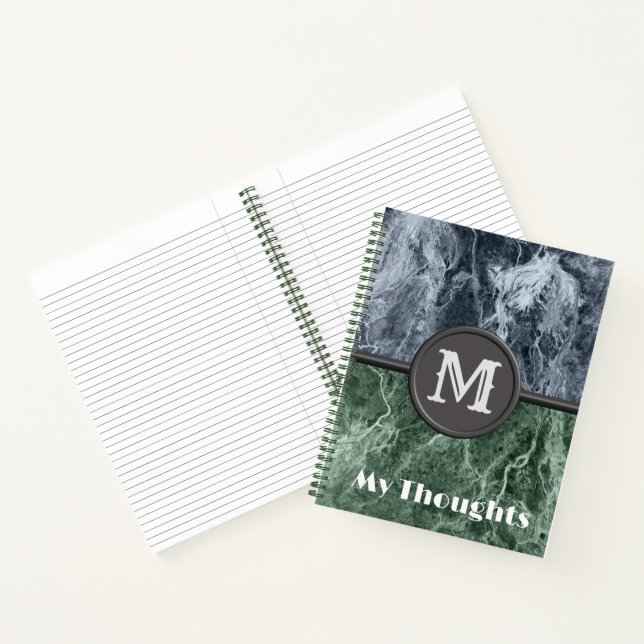 Two color marble monogram - Pick your colors Notebook (Inside)