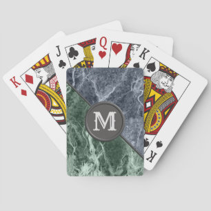 Two color marble monogram - Pick your colors Poker Cards