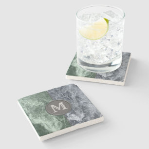 Two color marble monogram - Pick your colors Stone Coaster