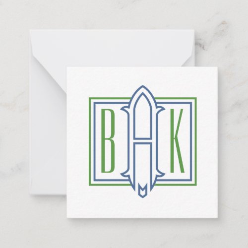 Two Color Square Monogram Gift Enclosure Cards