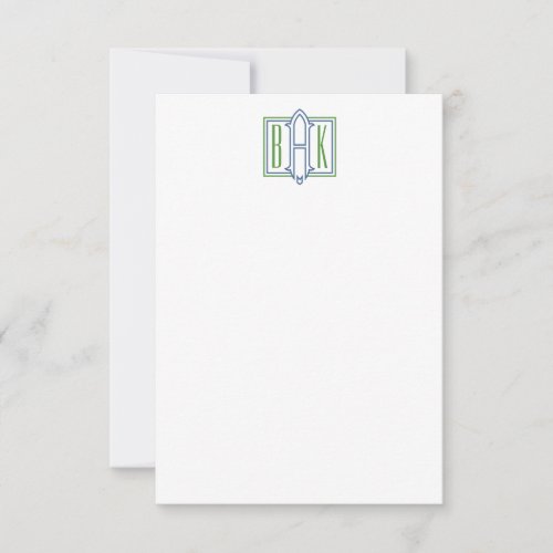 Two Color Square Monogram Note Cards